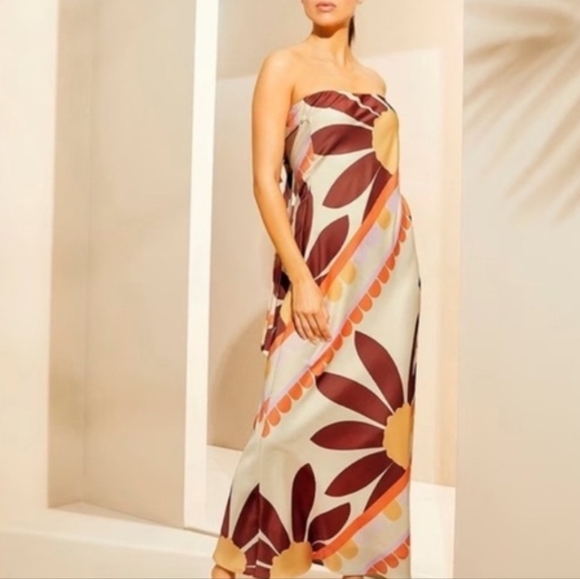 NWT Gianni Bini Sunburst Francesca Strapless Print Dress SZ 14 MSRP $229 - Picture 2 of 5